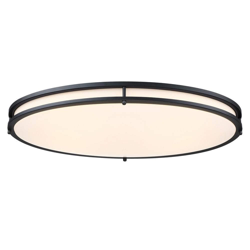 24 in. Oval Matte Black Selectable LED 3000K, 4000K, 5000K Semi-Flush Mount Ceiling Light price history on PriceWatchPro