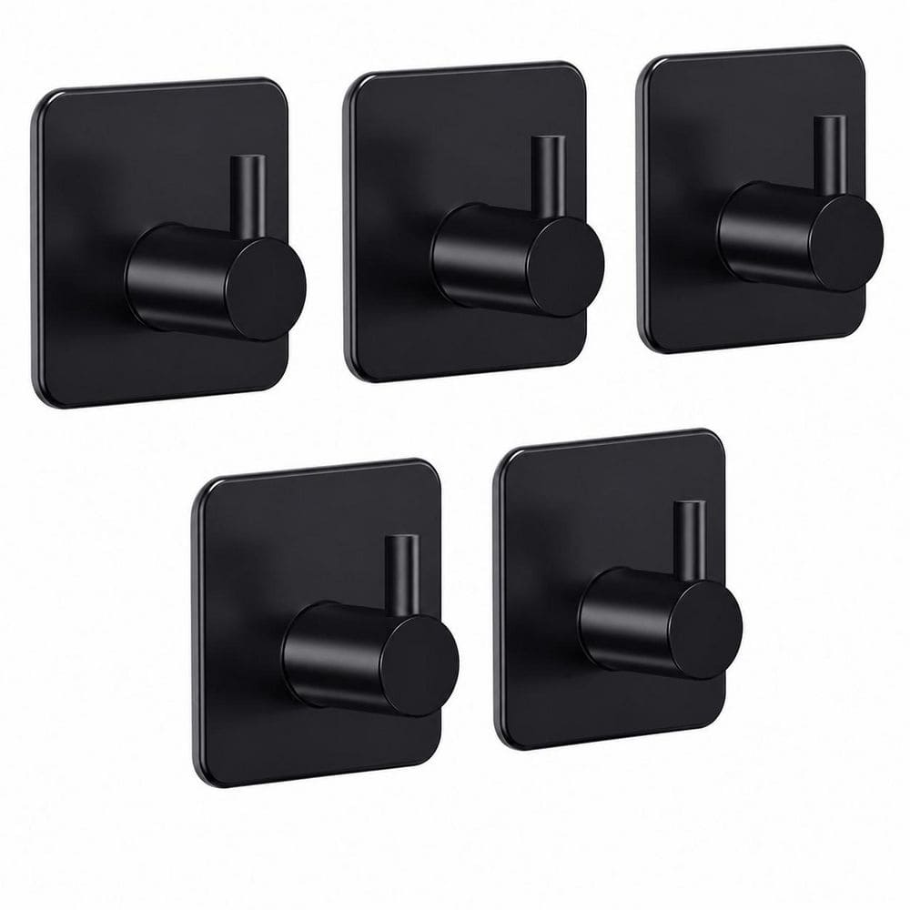 1.8 in. Heavy Duty Stainless Steel Adhesive Wall Hook Bathroom Hook in Black Brushed 5 Pack for Towels, Robes and Coats price history on PriceWatchPro