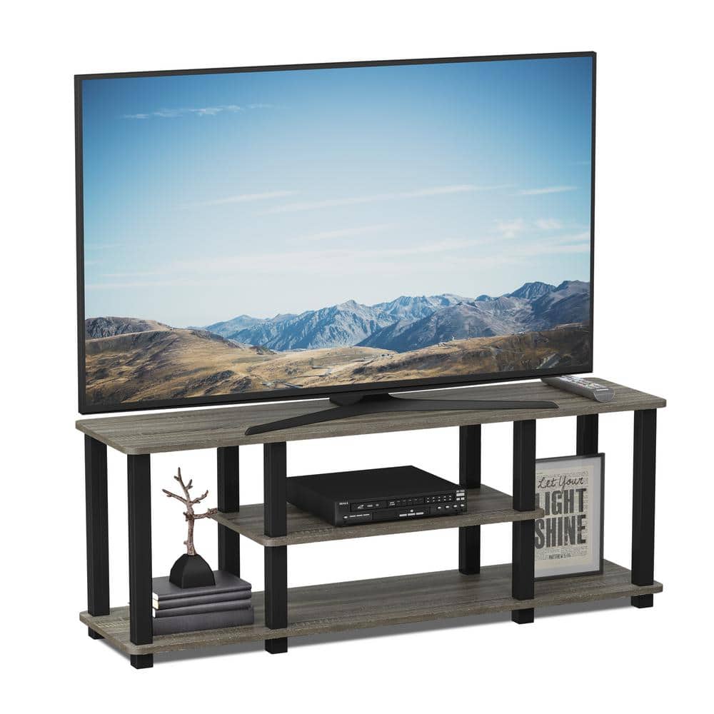 Black Lacquered 3-Tier Composite Wood TV Stand