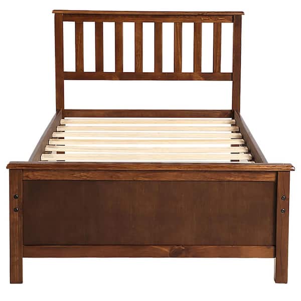 Unbranded 79.75 in. W Walnut Twin Size Wood Platform Bed