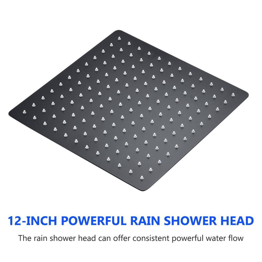 Matte Black Multi-Head Rain Shower System with Handheld