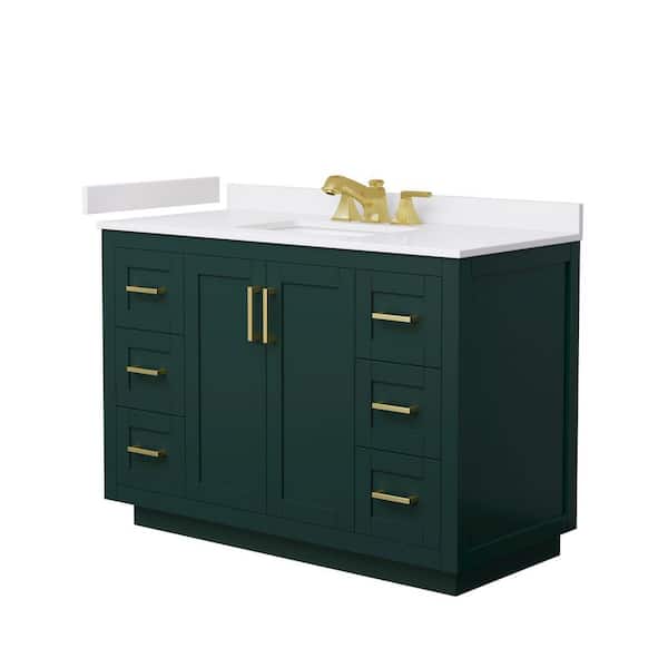 Miranda 48 in. Single Freestanding Green Bath Vanity with White Cultured Marble Top Assembled