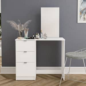 New Minas White 3-Drawer Makeup Vanitiy with Mirror