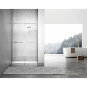 Simply Living 48 in. W x 76 in. H Frameless Sliding Shower Door in Brushed Nickel with Clear Glass