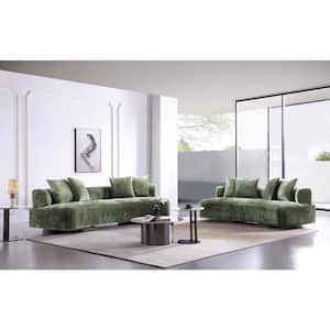 Verandah 2-Piece Olive Green Chenille Upholstered Sofa Living Room Set