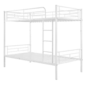 URTR White Twin Over Twin Metal Bunk Bed, Twin Size Bunk Bed Frame with ...