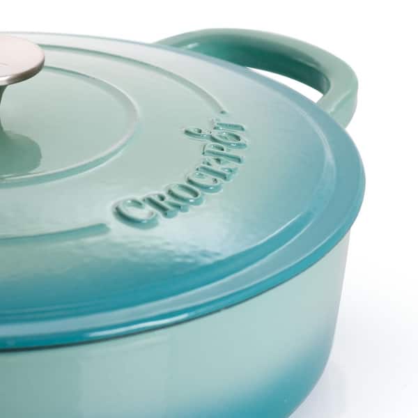 Crock Pot Artisan 5 Quart Round Enameled Cast Iron Braiser Pan With Self  Basting Lid In Pistachio Green