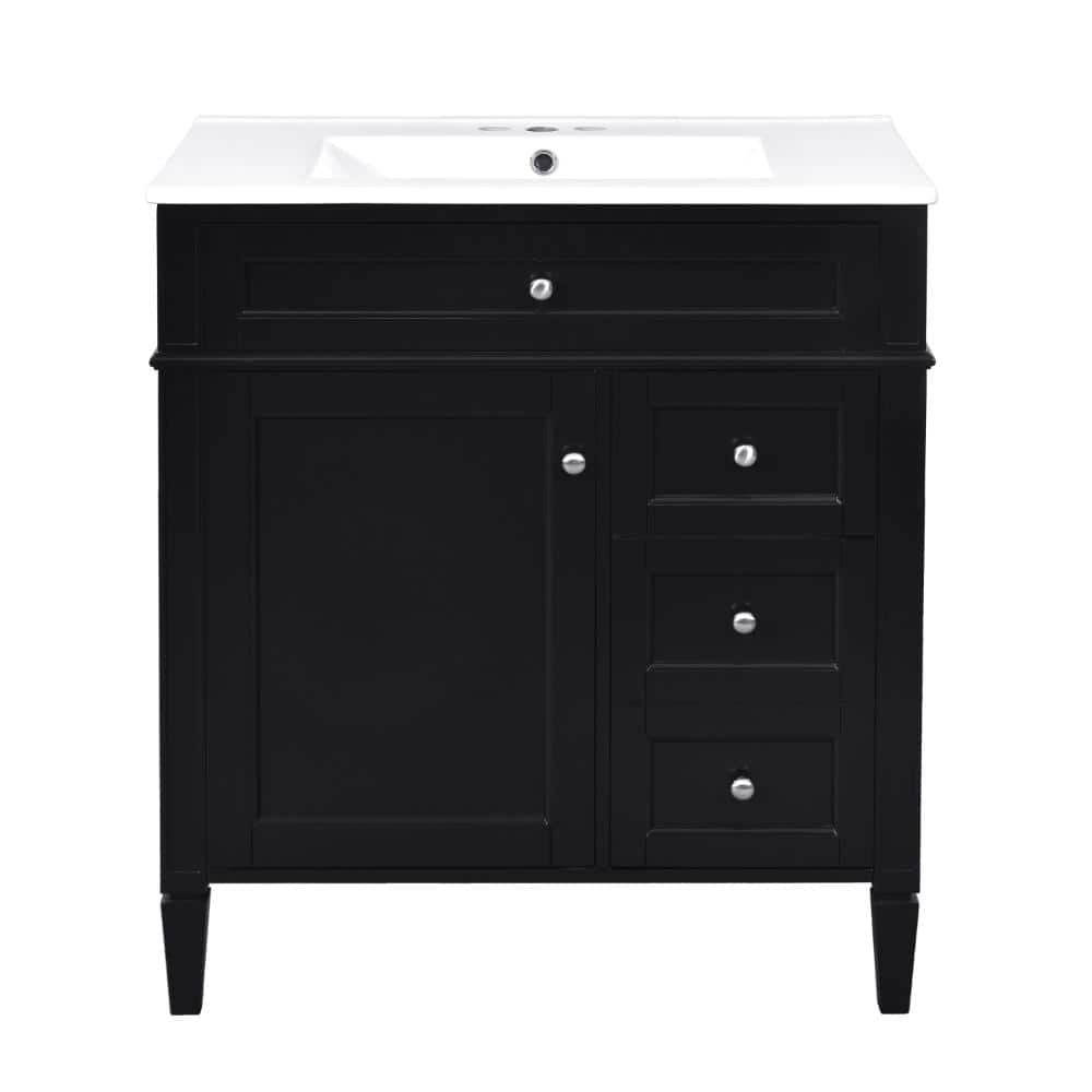 30 in. Freestanding Black Bath Vanity with White Ceramic Top Unassembled price history on PriceWatchPro