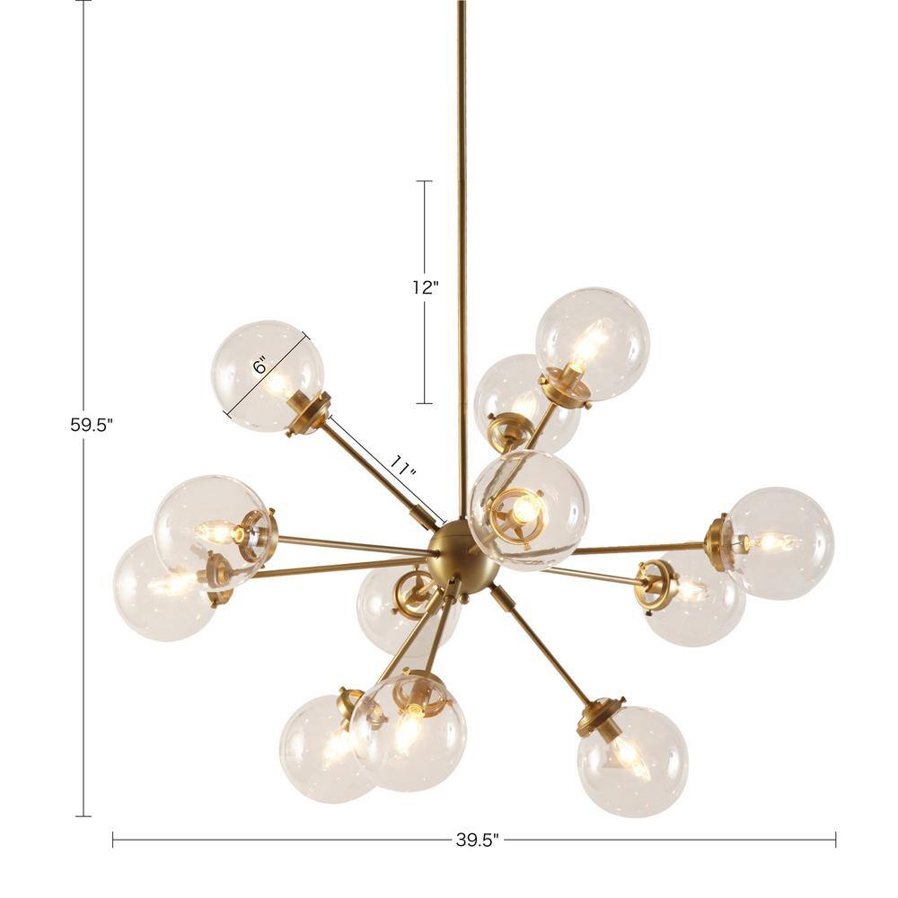 Elegance Oversized Globe Bulbs 12-Light Brass Chandelier