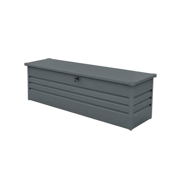 Dark Gray 260 Gal. Metal Waterproof Deck Box, Extra Large Lockable