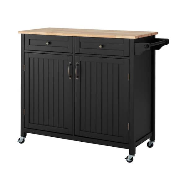 Reviews for StyleWell Bainport Black Wooden Rolling Kitchen Cart with ...