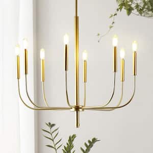 Amoros 27.25 in. 8-Light Modern Mid-Century Iron LED Chandelier, Gold Painting
