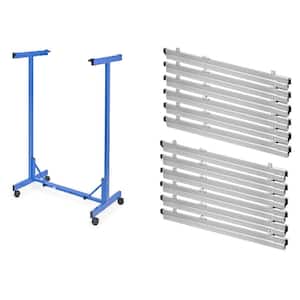 51 in. x 47 in. Portable Expandable Steel Plan Center Hanging File Folder Rack, Blue, with (12) 30 in. Hanging Clamps