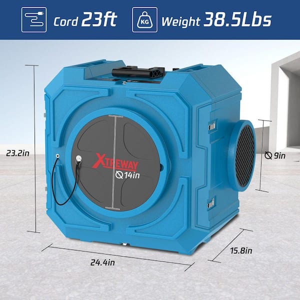 800 sq. ft. HEPA-Type Portable Air Scrubber in Green with with 3