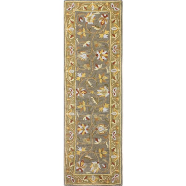 BASHIAN Venezia Grey 3 ft. x 8 ft. (2'6" x 8') Floral Transitional Runner Rug