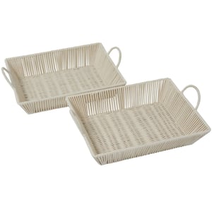 Cotton Handmade Woven Storage Basket with Handles (Set of 2)