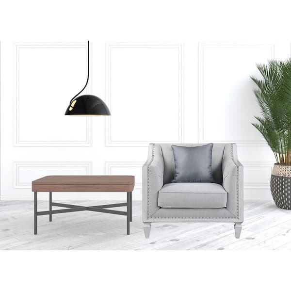 HomeRoots Amelia 32 in. Light Gray Linen Club Chair