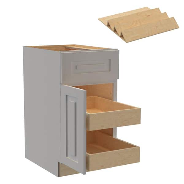 Home Decorators Collection Grayson 18 in. W x 24 in. D x 34.5 in. H Assembled Plywood Base Kitchen Cabinet in Pearl Gray with 2ROT Spice LH