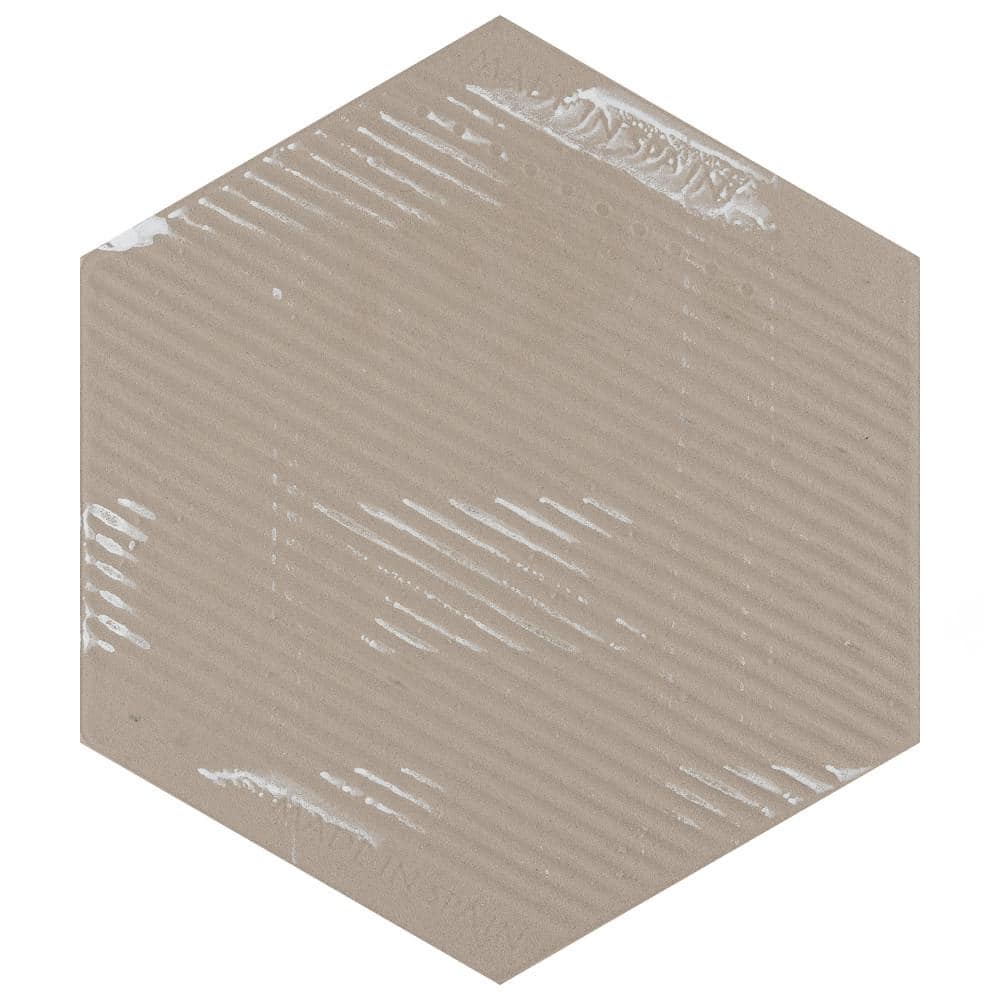 Classico Bardiglio Hex Floral 7" x 8" Porcelain Patterned Tile