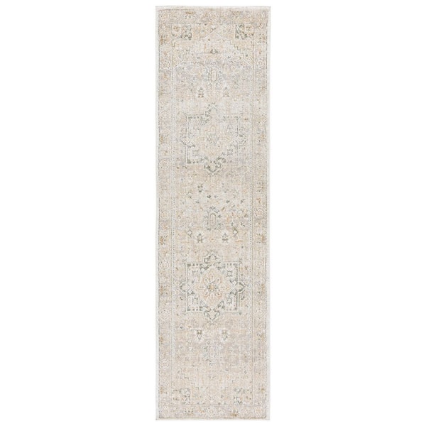 SAFAVIEH Hazel 2 ft. x 8 ft. Taupe/Green Distressed Medallion Runner Rug