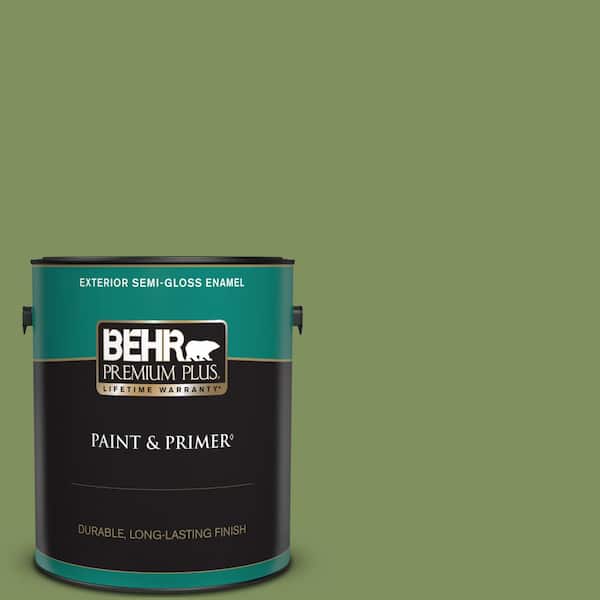 BEHR PREMIUM PLUS 1 gal. #PPU10-03 Green Energy Semi-Gloss Enamel Exterior Paint & Primer