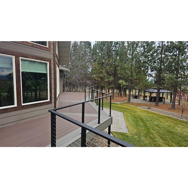 Unbranded - 12 ft. Aluminum Surface Mounted Railing Kit with Stainless Steel Cable for Cable Railing System