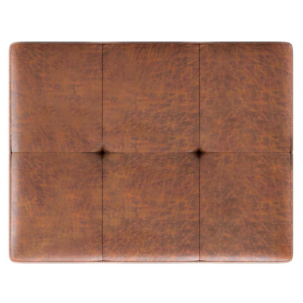 Lacey 26" Saddle Brown Tufted Faux Leather Ottoman Bench
