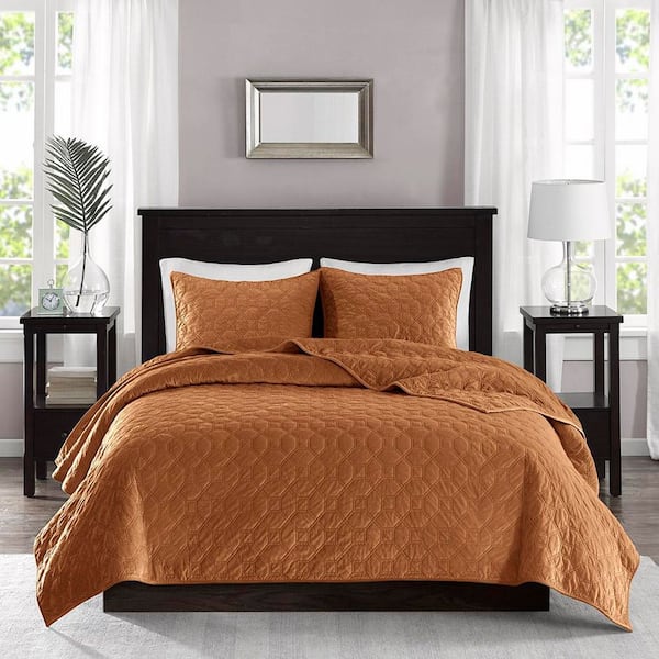 Madison Park Emery 3-Piece Rust Polyester Full/Queen Quilt Set