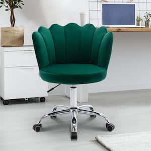 Teal Velvet Upholstered Adjustable Hight Swivel Shell Task Chair