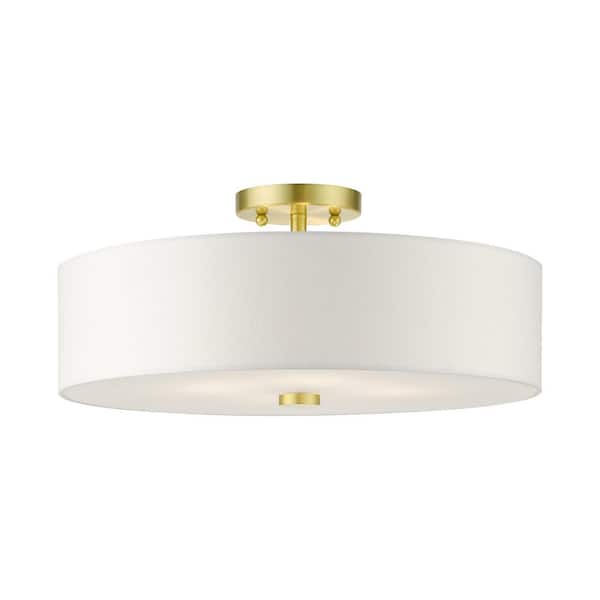 Meridian 18 in. 4-Light Satin Brass Semi-Flush Mount