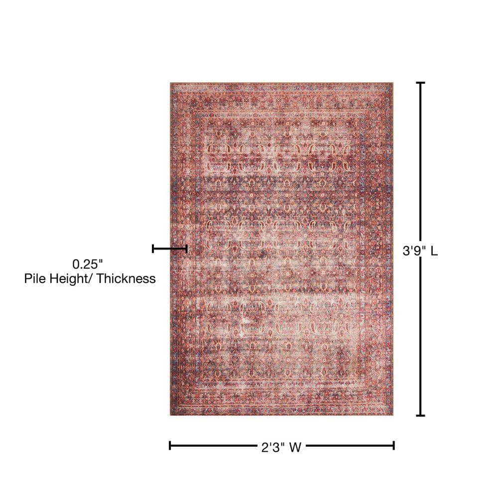 Loren Eggplant and Crimson Vintage Accent Rug