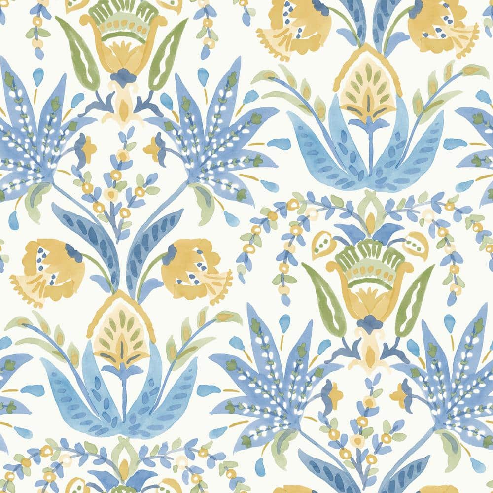 Seaside Jacobean Floral Pre-pasted Removable Wallpaper