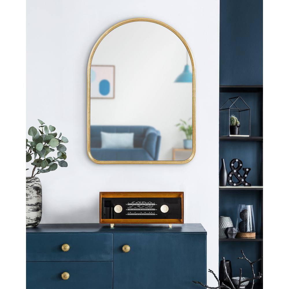 Midcentury Arched Gold Leaf 28.5" Wall Mirror