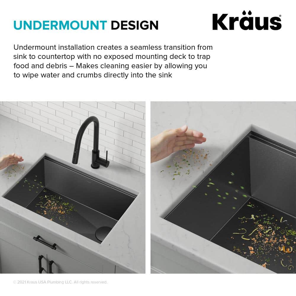 27-inch Black Stainless Steel Farmhouse Sink with Drainboard
