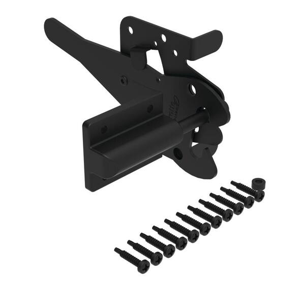 Barrette Outdoor Living 7.75 in. x 4 in. Heavy-Duty Black Stainless Steel Fence Gate Latch