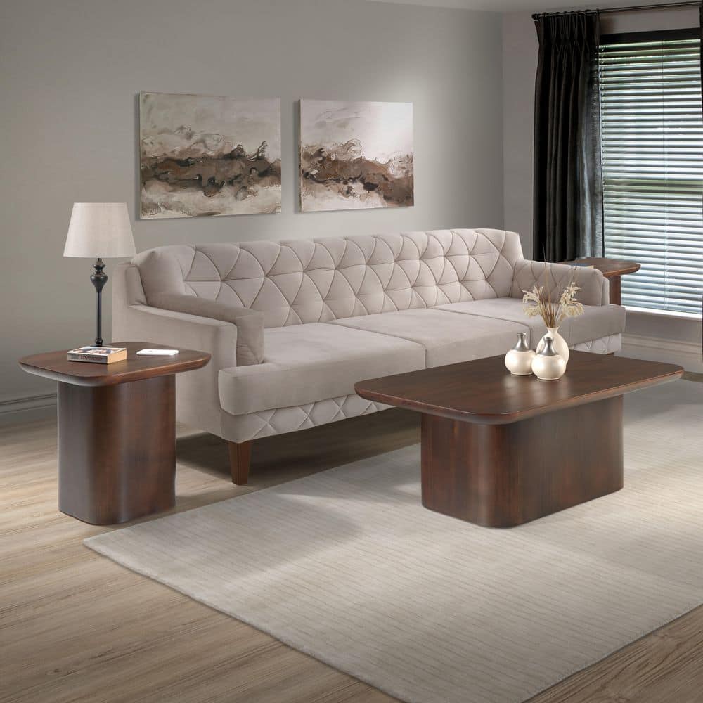 Hunter 48 in. Brown Wood Rectangle Coffee Table with 2 End Tables