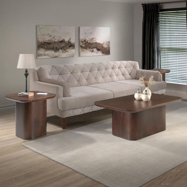 Hunter 48 in. Brown Wood Rectangle Coffee Table with 2 End Tables