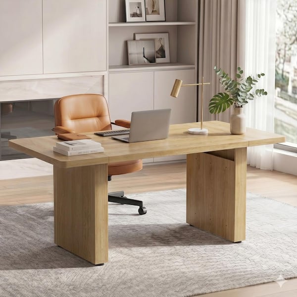 ategisデスク FUFU&GAGA 78.7 in. Rectangular Natural Engineered Wood 0-Drawer