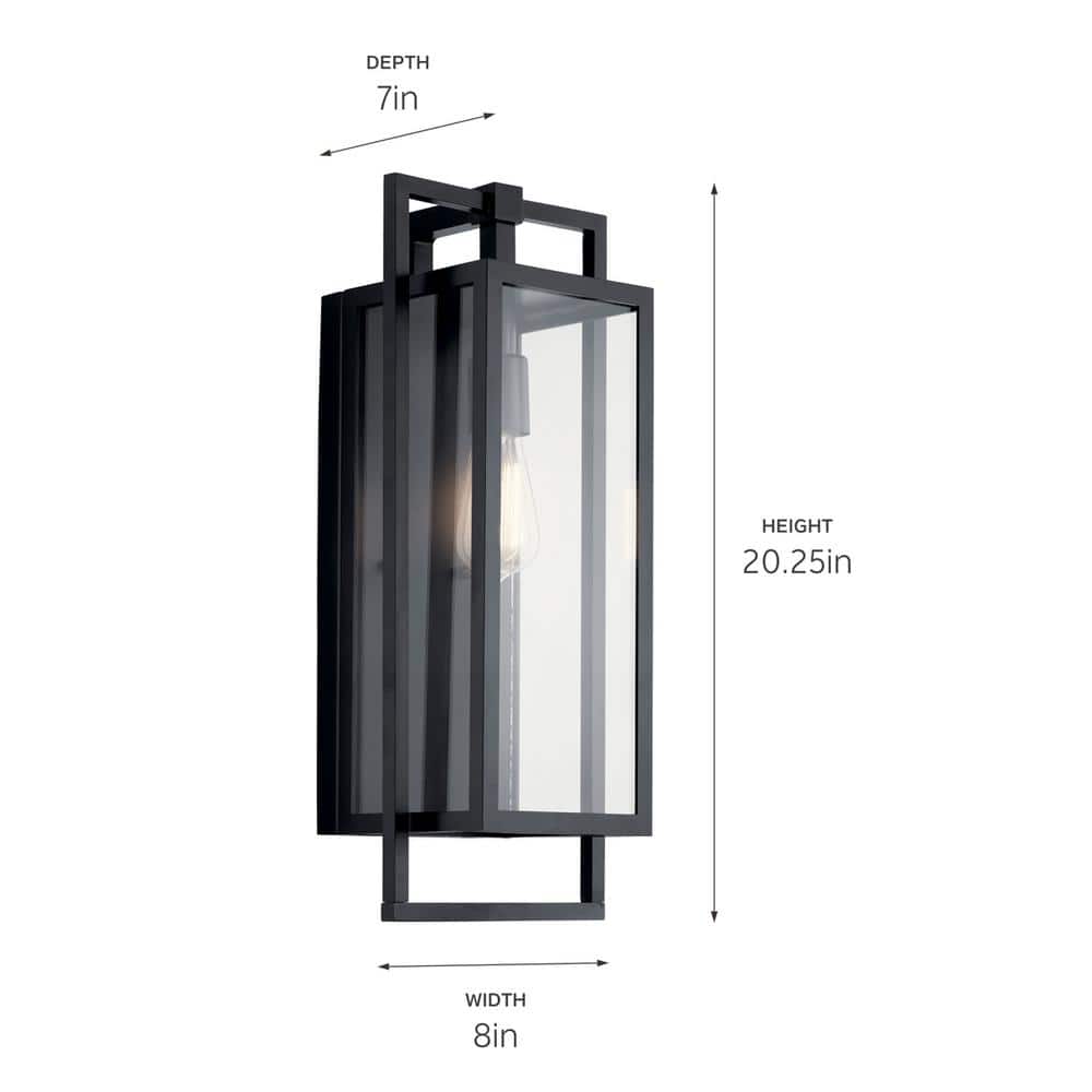 Goson 20" Black Industrial Outdoor Wall Light with Clear Glass