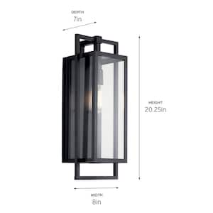 Goson 20 in. 1-Light Black Outdoor Hardwired Wall Lantern Sconce with No Bulbs Included (1-Pack)