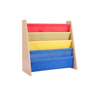 23.62 in. H Primary Colors Polyester and MDF 4-Shelf Pocket Bookcase