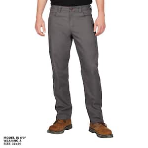 Men's 30 in. x 30 in. Gray Cotton/Polyester/Spandex Flex Work Pants with 6 Pockets