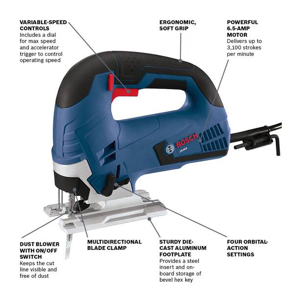 Bosch 6.5 Amp Corded Variable Speed Jig Saw Kit with Bonus 2.5 Amp