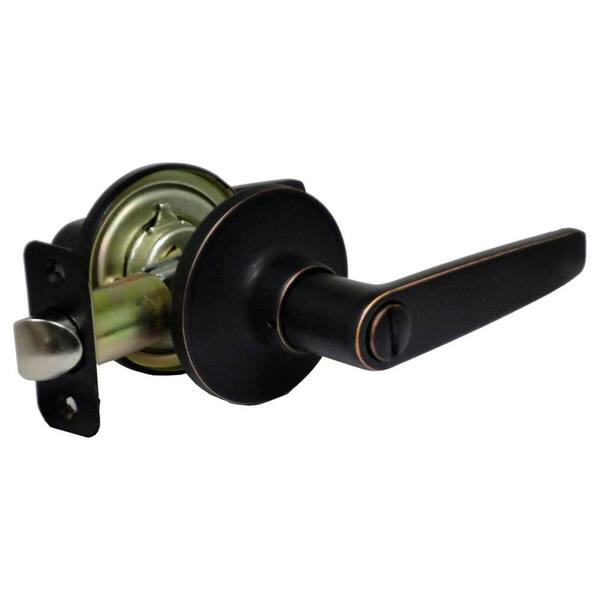 Faultless Straight Aged Bronze Privacy Bed/Bath Door Handle