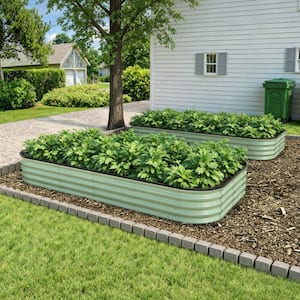 8 ft. x 4 ft. x 1 ft. Galvanized Steel Raised Garden Bed Planter Box Outdoor, Olive Green