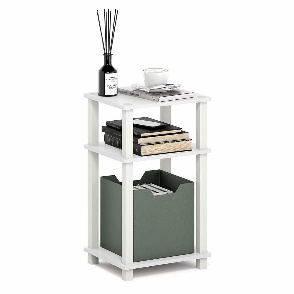 Furinno 13.4 in. White/White Rectangle Wood End Table 21259WHWH