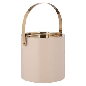 Milan 3 qt. Taupe Ice Bucket with Polished Gold Arch Handle and Bridge Cover