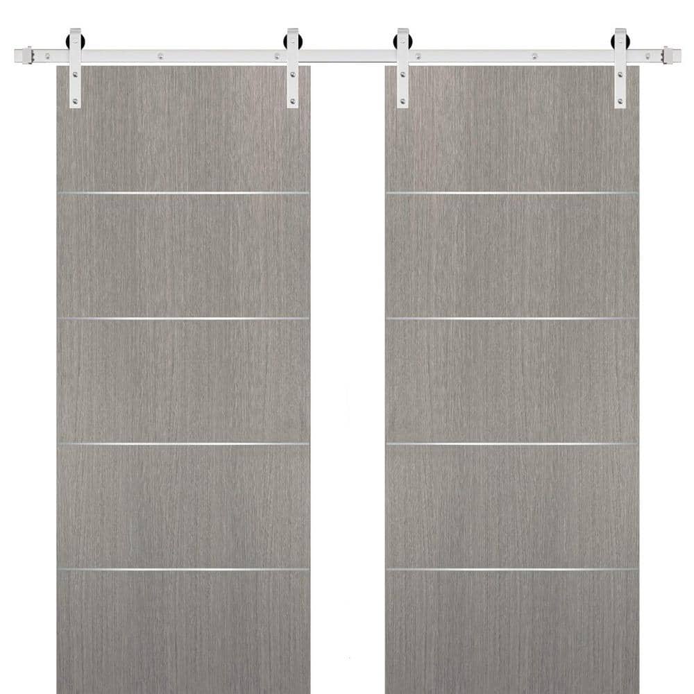 Assemble Required 36 in. x 96 in. 2-Panel Grey Oak Solid Wood with Honeycomb Sliding Barn Door with Hardware Kit price history on PriceWatchPro