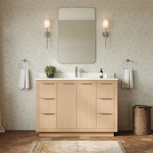 Maroni 48 in. W Single Bath Vanity in Light Straw with Cultured Marble Vanity Top in White with White Basin