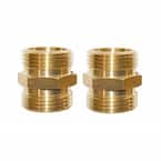 1.29 in. GHT Brass Garden Hose Connectors Double Male (2-Pack )
